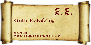 Rieth Radvány névjegykártya